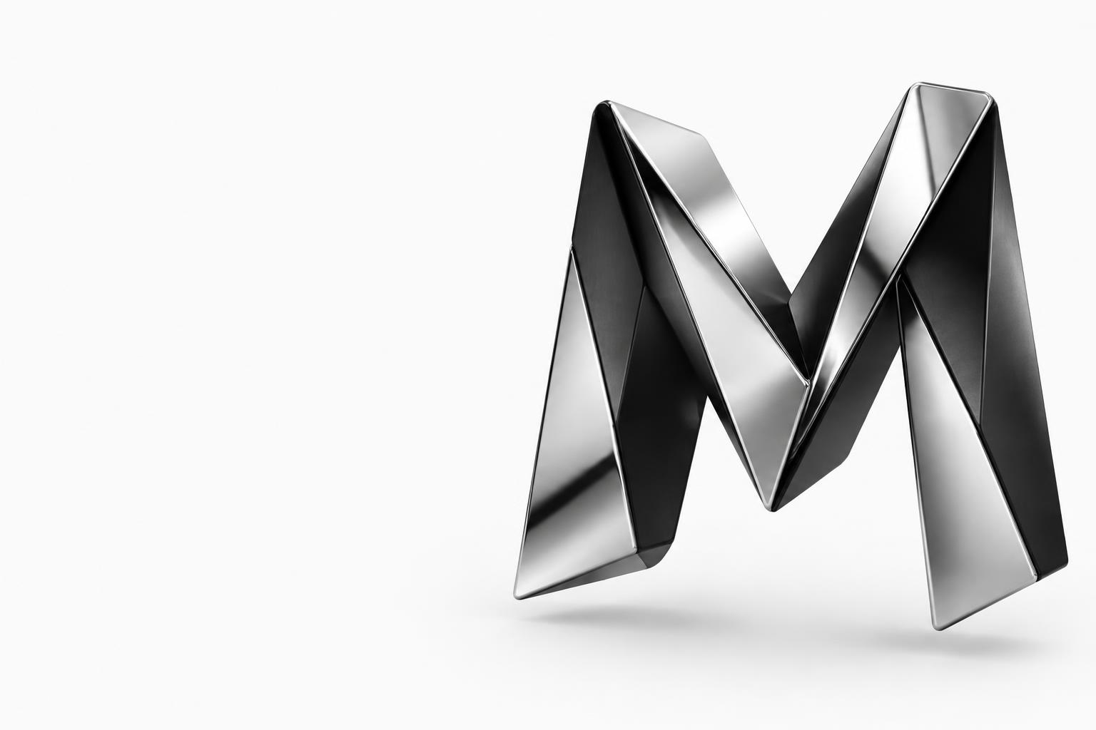 Sculptural MLTPAD M in polished chrome and black metal